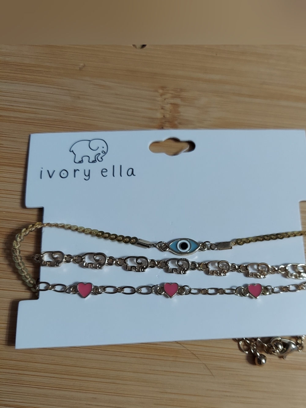 Ivory Ella Polished Gold Tone (Setof 3) Coordinating Enamel Bracelets